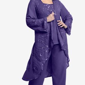 Three Piece Women's Size 36 Formal Beaded Pantsuit - NWT